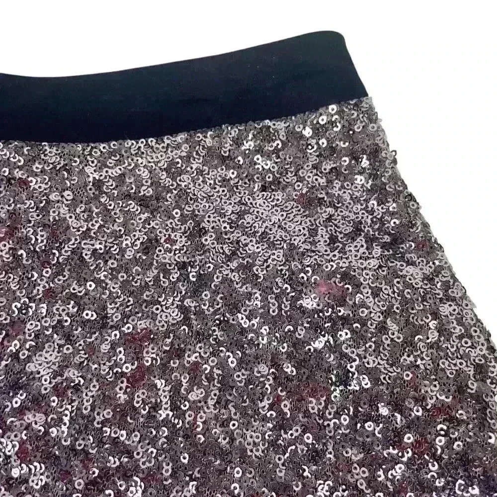 Topshop Silver Sequin Flare Mini Skater Skirt, US 6 Party, New Year’s Glitter - Picture 8 of 16